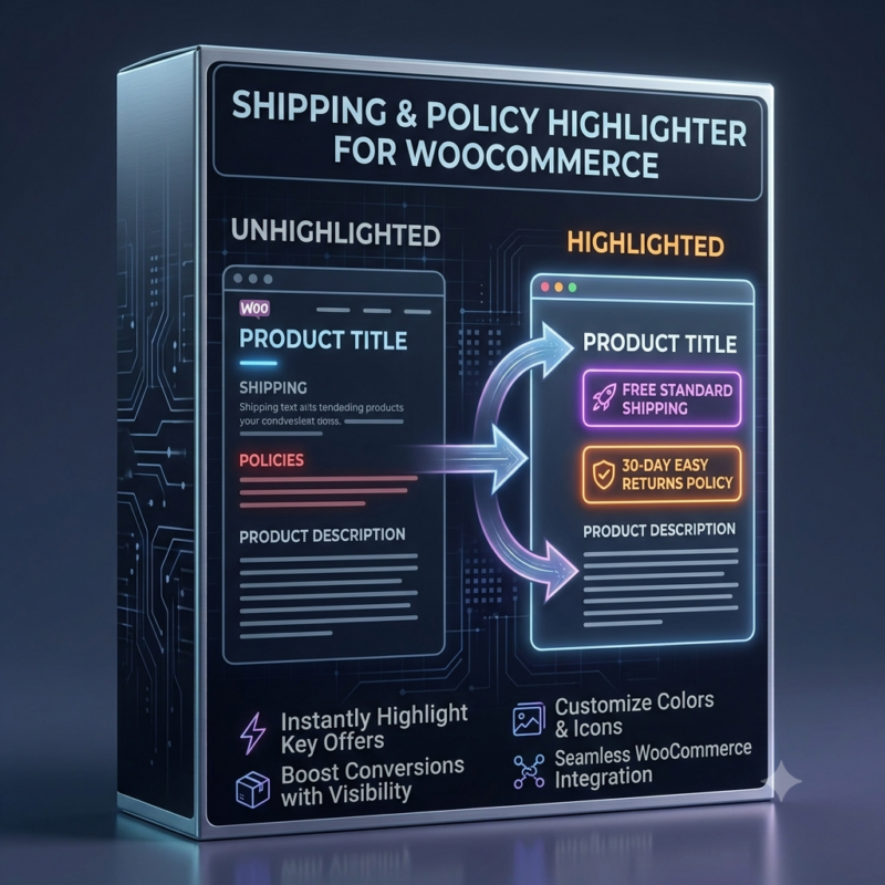 Shipping & Policy text plugin for woocommerce product image
